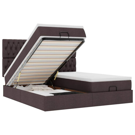vidaXL Ottoman bed met matrassen en LED's 200x200cm stof donkerbruin afbeelding2 - 1