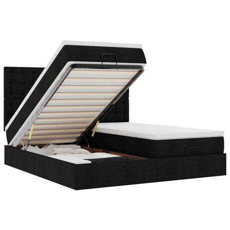 vidaXL Ottoman bed met matrassen en LED's 160x200cm stof zwart afbeelding2 - 1
