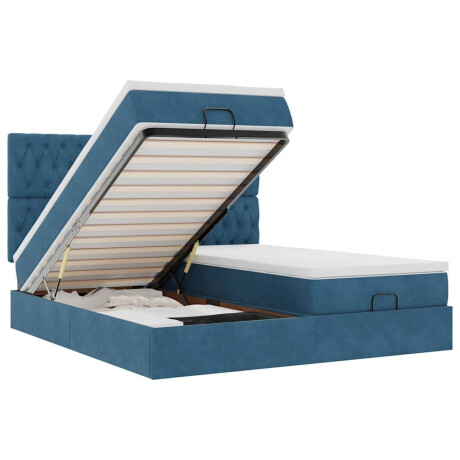 vidaXL Bed poef met matrassen en leds 200x200 cm fluweel donkerblauw afbeelding2 - 1