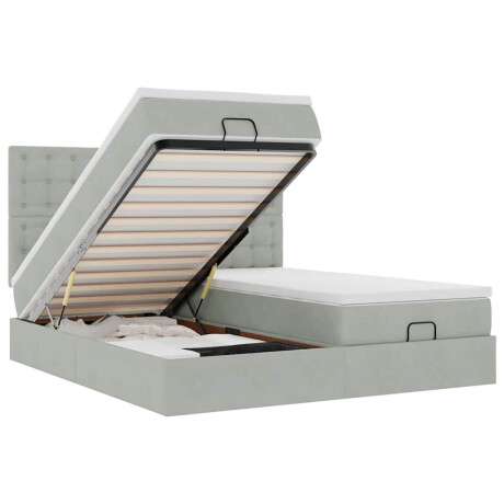 vidaXL Ottoman bed met matrassen en LED's 200x200cm fluweel lichtgrijs afbeelding2 - 1