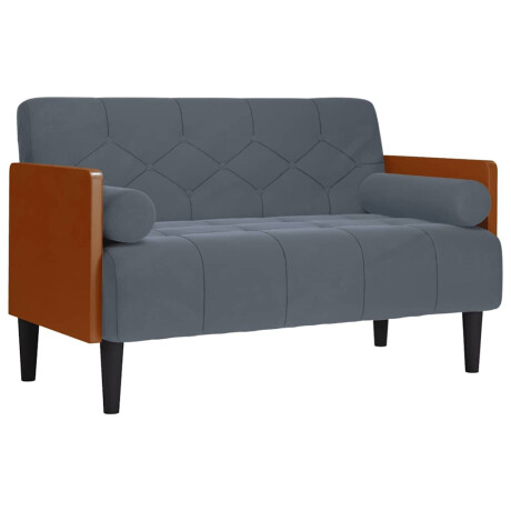 vidaXL Loveseat bank met bolsters donkergrijs 110 cm fluweel afbeelding2 - 1