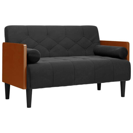 vidaXL Loveseat bank met bolsters zwart 110 cm fluweel afbeelding2 - 1