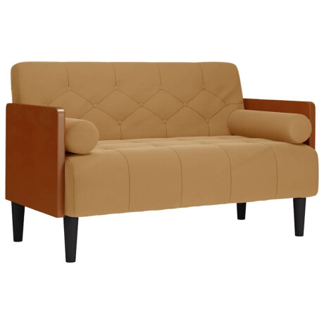 vidaXL Loveseat bank met bolsters bruin 110 cm fluweel afbeelding2 - 1