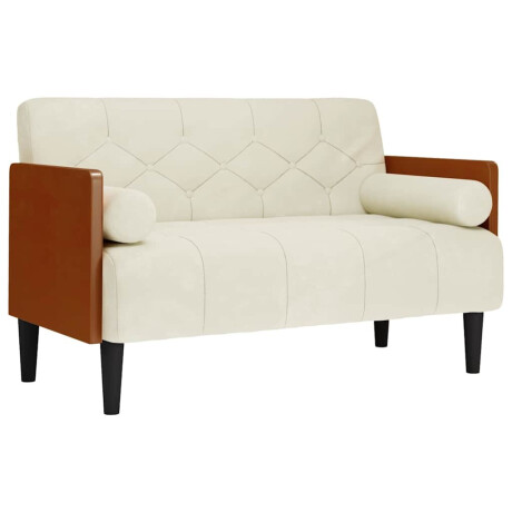 vidaXL Loveseat bank met bolsters crème 110 cm fluweel afbeelding2 - 1