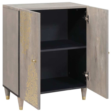 vidaXL Dressoir Grijs en Goud 60 x 33.5 x 75 cm Massief mangohout afbeelding2 - 1
