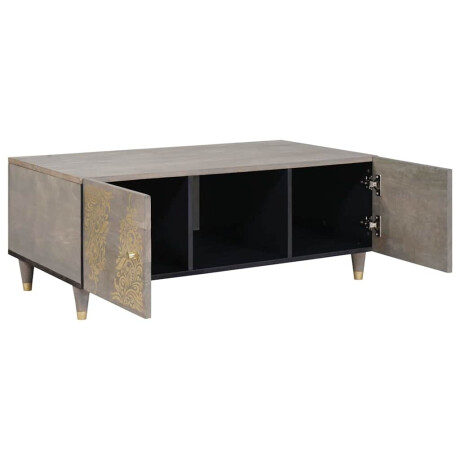 vidaXL Salontafel Grijs 100 x 54 x 40 cm Massief Mango Hout afbeelding2 - 1