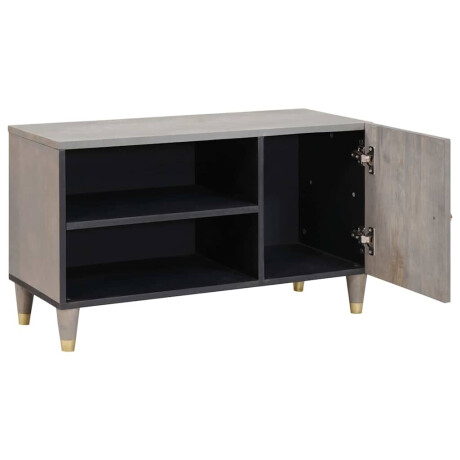 vidaXL TV-kast Grijs en Goud 80 x 31,5 x 46 cm Massief mangohout afbeelding2 - 1