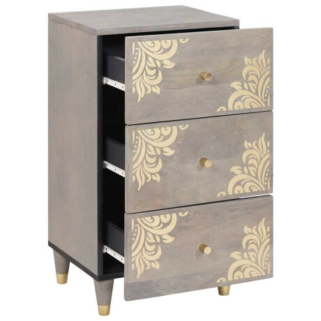 vidaXL Dressoir Grijs en Goud 40 x 33.5 x 75 cm Massief mangohout afbeelding2 - 1