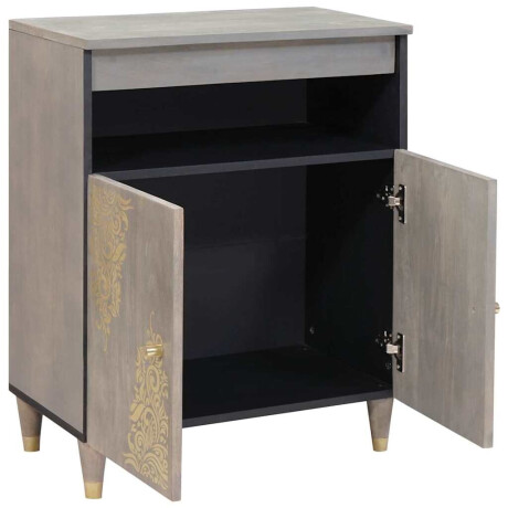 vidaXL Dressoir Grijs en Goud 60 x 33.5 x 75 cm Massief mangohout afbeelding2 - 1