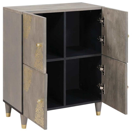 vidaXL Dressoir Grijs en Goud 60 x 33 x 75 cm Massief mangohout afbeelding2 - 1