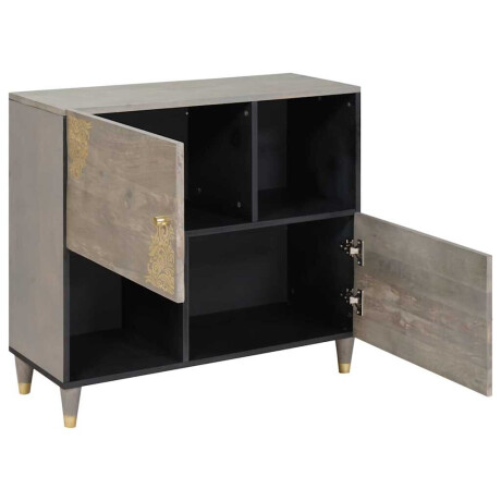 vidaXL Dressoir Grijs en Goud 80 x 33.5 x 75 cm Massief mangohout afbeelding2 - 1