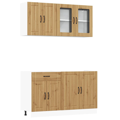vidaXL 4-delige Keukenkastenset Kalmar bewerkt hout artisanaal eiken afbeelding2 - 1