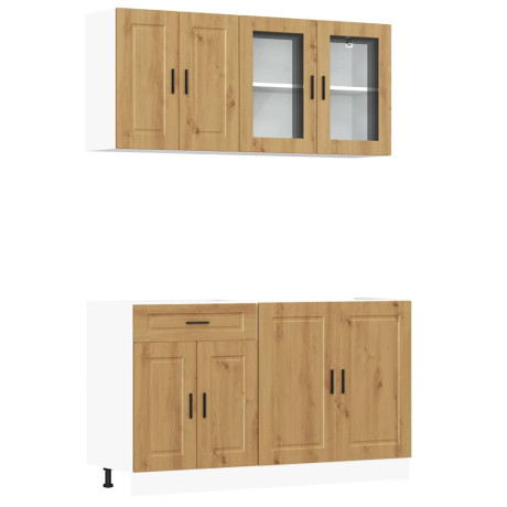 vidaXL 4-delige Keukenkastenset Kalmar bewerkt hout artisanaal eiken afbeelding2 - 1
