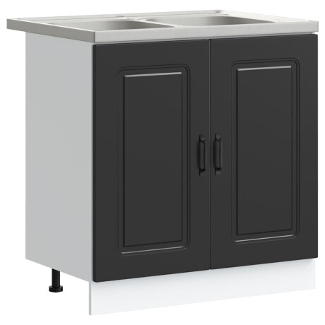 vidaXL Keukenkast Kalmar Zwart 80 x 46 x 81,5 cm Bewerkt hout afbeelding2 - 1