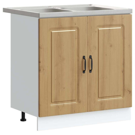 vidaXL Keukenkast Kalmar Artisan Eiken 80 x 46 x 81,5 cm Bewerkt hout afbeelding2 - 1