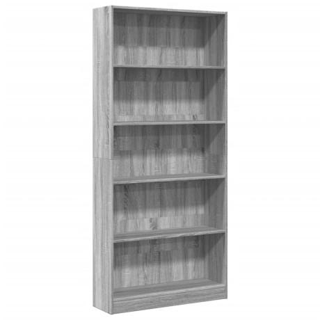 vidaXL Boekenkast 80x24x176 cm bewerkt hout grijs sonoma eikenkleurig afbeelding2 - 1