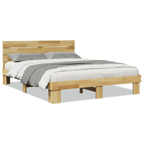 vidaXL Bedframe hoofdeinde zonder matras 140x200 cm massief hout eiken afbeelding2 - 1