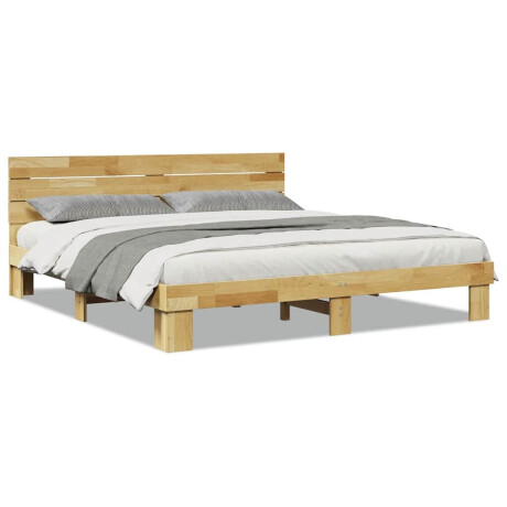 vidaXL Bedframe hoofdeinde zonder matras 180x200 cm massief hout eiken afbeelding2 - 1
