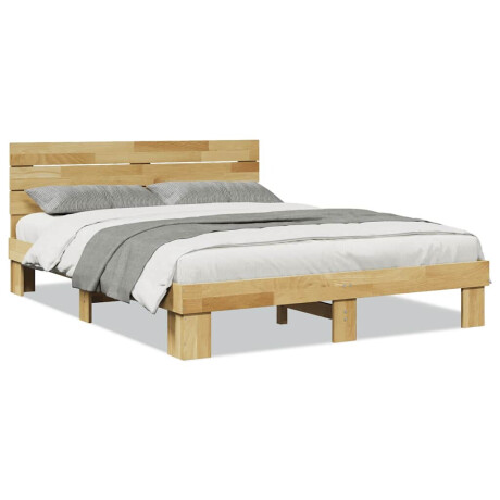 vidaXL Bedframe hoofdeinde zonder matras 135x190 cm massief hout eiken afbeelding2 - 1