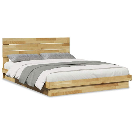 vidaXL Bedframe hoofdeinde zonder matras 160x200 cm massief eikenhout afbeelding2 - 1
