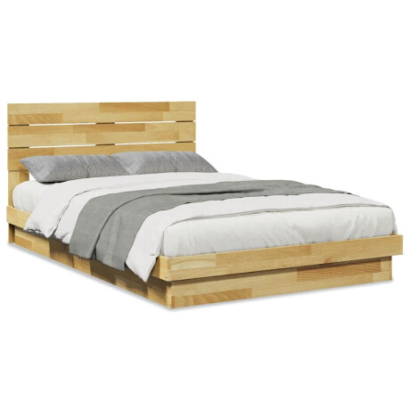 vidaXL Bedframe hoofdeinde zonder matras 120x200 cm massief hout eiken afbeelding2 - 1