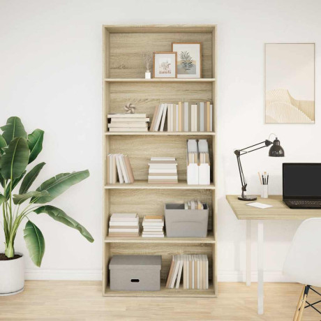 vidaXL Boekenkast 80x30x189 cm bewerkt hout sonoma eikenkleurig afbeelding2 - 1