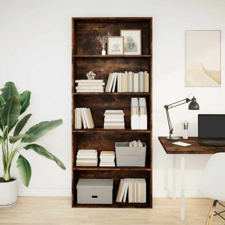 vidaXL Boekenkast 80x30x189 cm bewerkt hout gerookt eikenkleurig afbeelding2 - 1