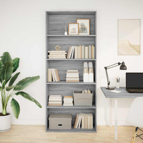 vidaXL Boekenkast 80x30x189 cm bewerkt hout grijs sonoma eikenkleurig afbeelding2 - 1