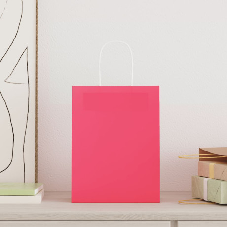 vidaXL Papieren kraftzakken 50 st met hengsels 21x11x28 cm roze afbeelding2 - 1