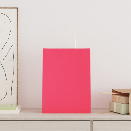 vidaXL Papieren kraftzakken 50 st met hengsels 26x12x35 cm roze afbeelding2 - 1