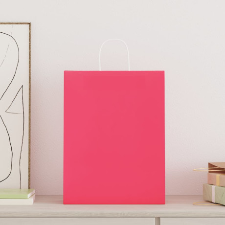vidaXL Papieren zakken 50 st met hengsels 32x12x42 cm roze afbeelding2 - 1
