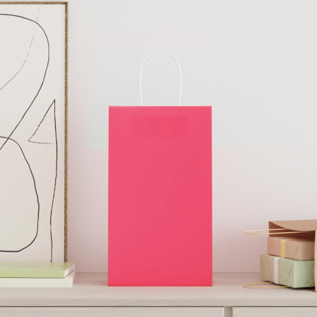 vidaXL Papieren zakken 250 st met hengsels 21x11x36 cm roze afbeelding2 - 1