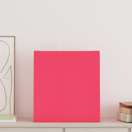 vidaXL Papieren zakken 250 st met hengsels 45x17x48 cm roze afbeelding2 - 1