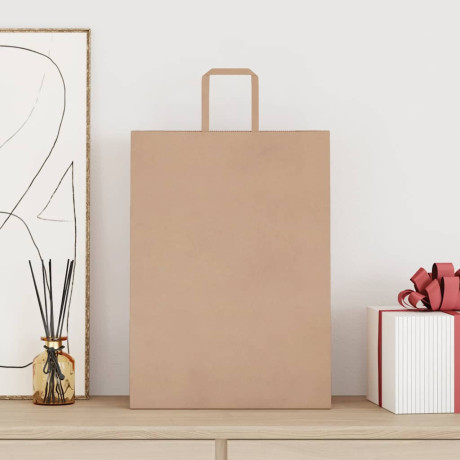 vidaXL Papieren kraftzakken 250 st met hengsels 32x17x44 cm bruin afbeelding2 - 1