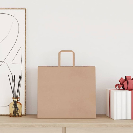 vidaXL Papieren kraftzakken 250 st met hengsels 32x22x28 cm bruin afbeelding2 - 1