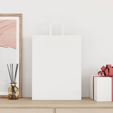 vidaXL Papieren kraftzakken 50 st met hengsels 32x12x42 cm wit afbeelding2 - 1