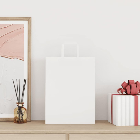 vidaXL Papieren kraftzakken 250 st met hengsels 26x12x35 cm wit afbeelding2 - 1