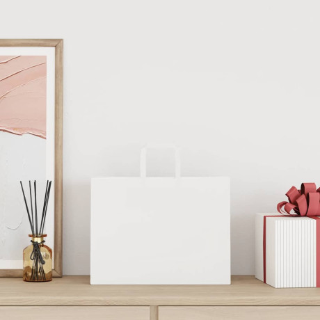 vidaXL Papieren kraftzakken 250 st met hengsels 32x17x25 cm wit afbeelding2 - 1