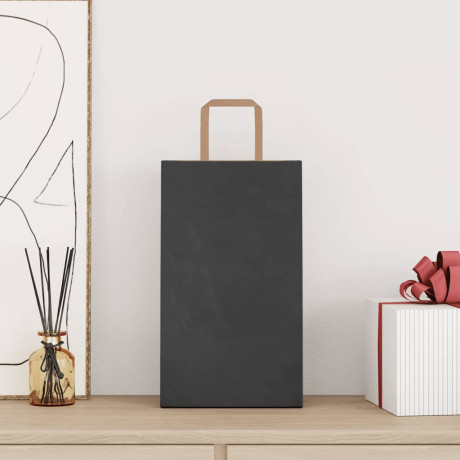 vidaXL Papieren kraftzakken 250 st met hengsels 21x11x36 cm zwart afbeelding2 - 1