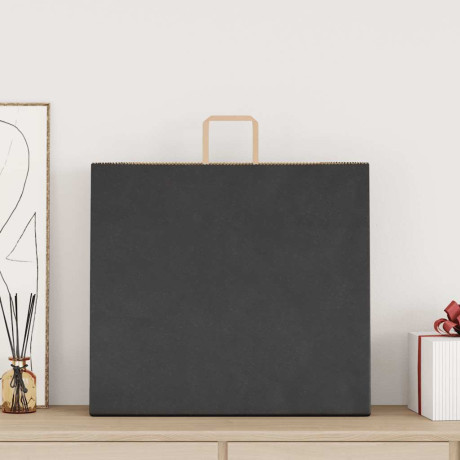 vidaXL Papieren kraftzakken 250 st met hengsels 54x15x49 cm zwart afbeelding2 - 1