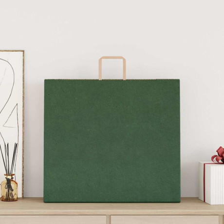 vidaXL Papieren kraftzakken 250 st met hengsels 54x15x49 cm groen afbeelding2 - 1