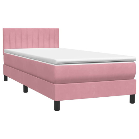 vidaXL Boxspring met matras fluweel roze 90x210 cm afbeelding2 - 1