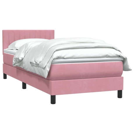 vidaXL Boxspring met matras fluweel roze 100x210 cm afbeelding2 - 1