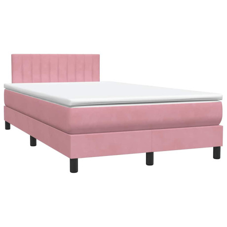 vidaXL Boxspring met matras fluweel roze 120x210 cm afbeelding2 - 1