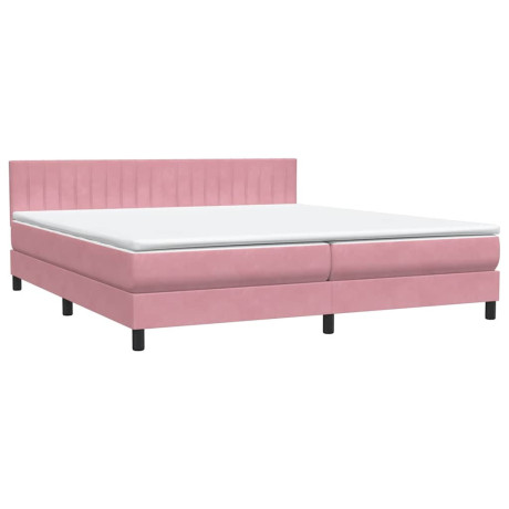 vidaXL Boxspring met matras fluweel roze 180x220 cm afbeelding2 - 1