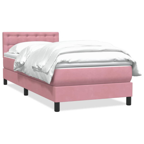 vidaXL Boxspring met matras fluweel roze 100x210 cm afbeelding2 - 1