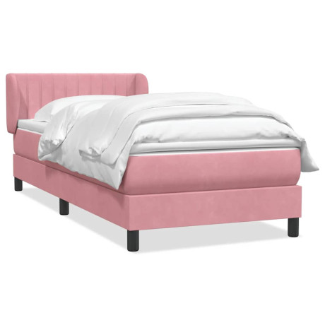 vidaXL Boxspring met matras fluweel roze 80x220 cm afbeelding2 - 1