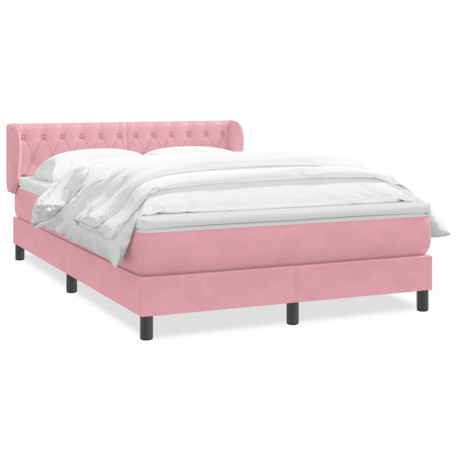 vidaXL Boxspring met matras fluweel roze 160x220 cm afbeelding2 - 1