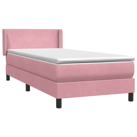 vidaXL Boxspring met matras fluweel roze 90x220 cm afbeelding2 - 1