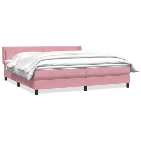 vidaXL Boxspring met matras fluweel roze 200x220 cm afbeelding2 - 1